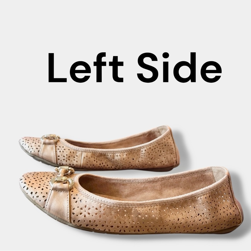 Me too Lila Laser-Cut Slip On Ballet Flats In a Rose Gold Metallic Leather 8.5M - Picture 3 of 10